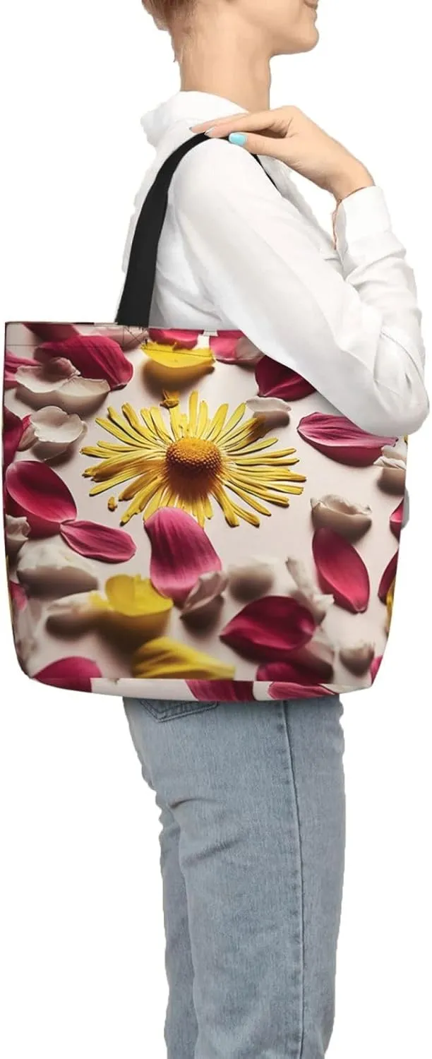 Tote Bag for Women Flower watercolor Shoulder Bag with Zipper Handbag Large Capacity Reusable Grocery Bag