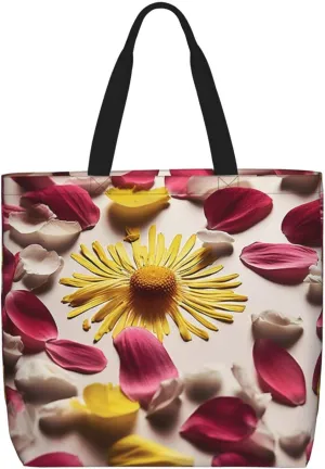 Tote Bag for Women Flower watercolor Shoulder Bag with Zipper Handbag Large Capacity Reusable Grocery Bag