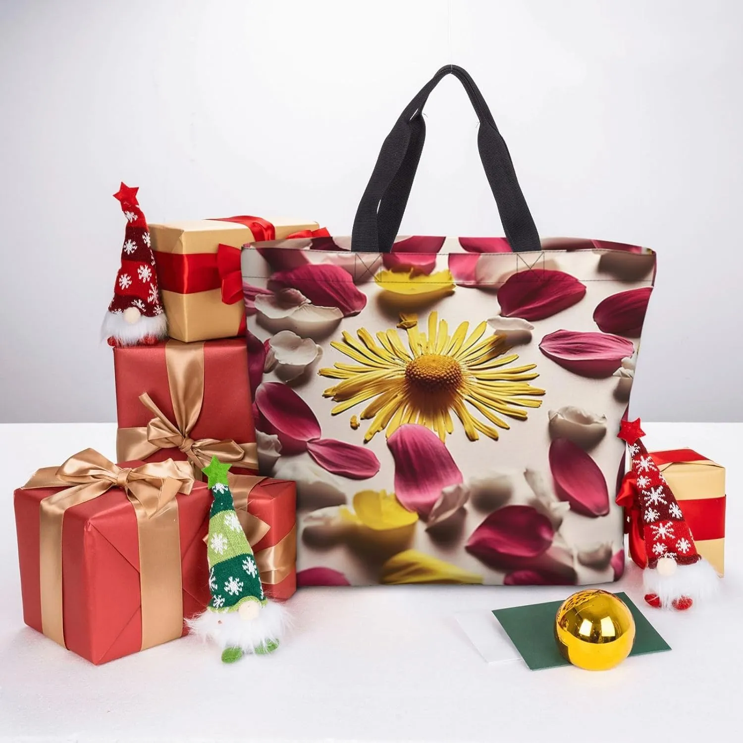Tote Bag for Women Flower watercolor Shoulder Bag with Zipper Handbag Large Capacity Reusable Grocery Bag