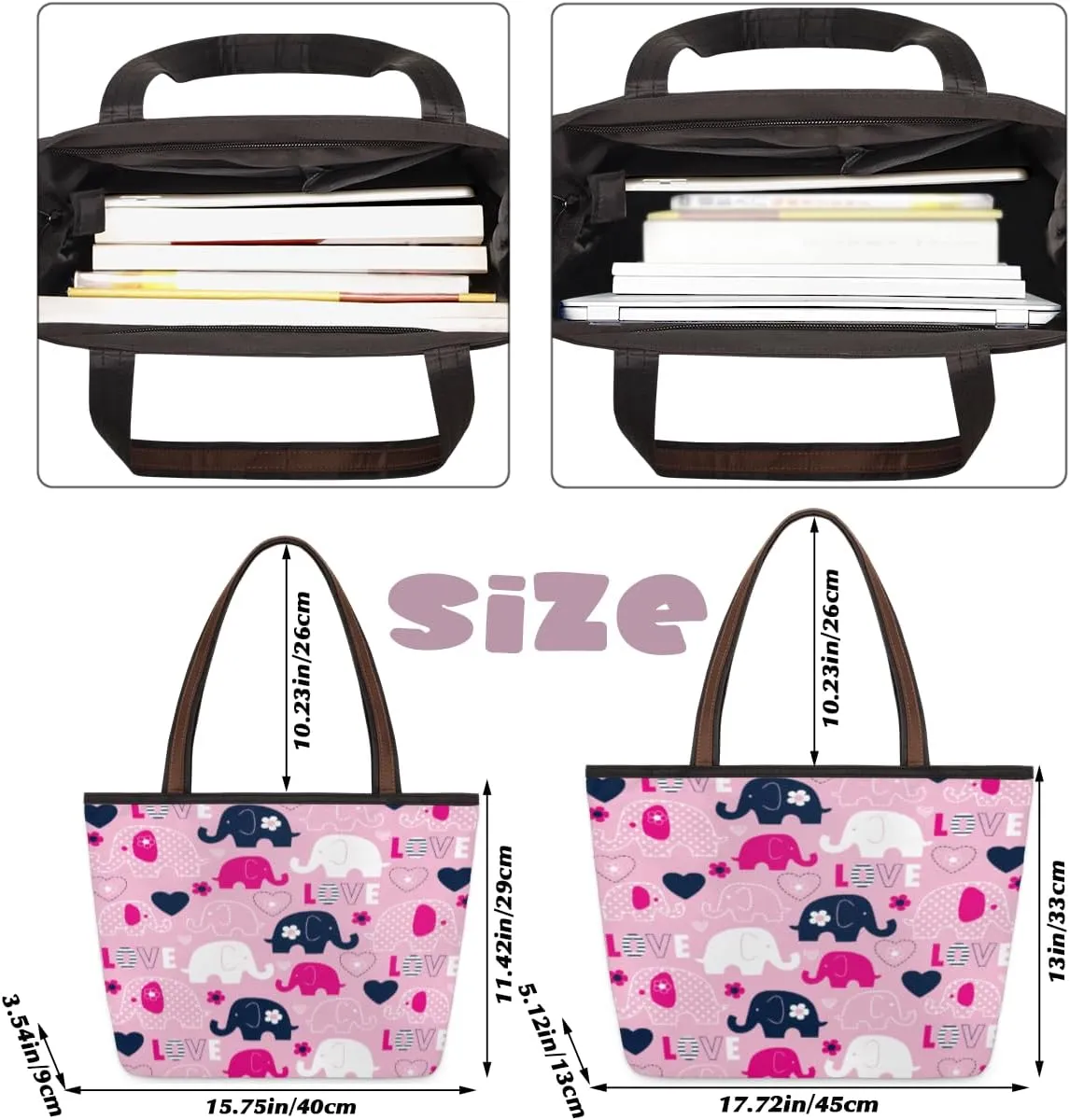 Tote Bag for Women with Zipper Large Capacity Top Handle Casual Shoulder Bag Handbag Reusable Shopping
