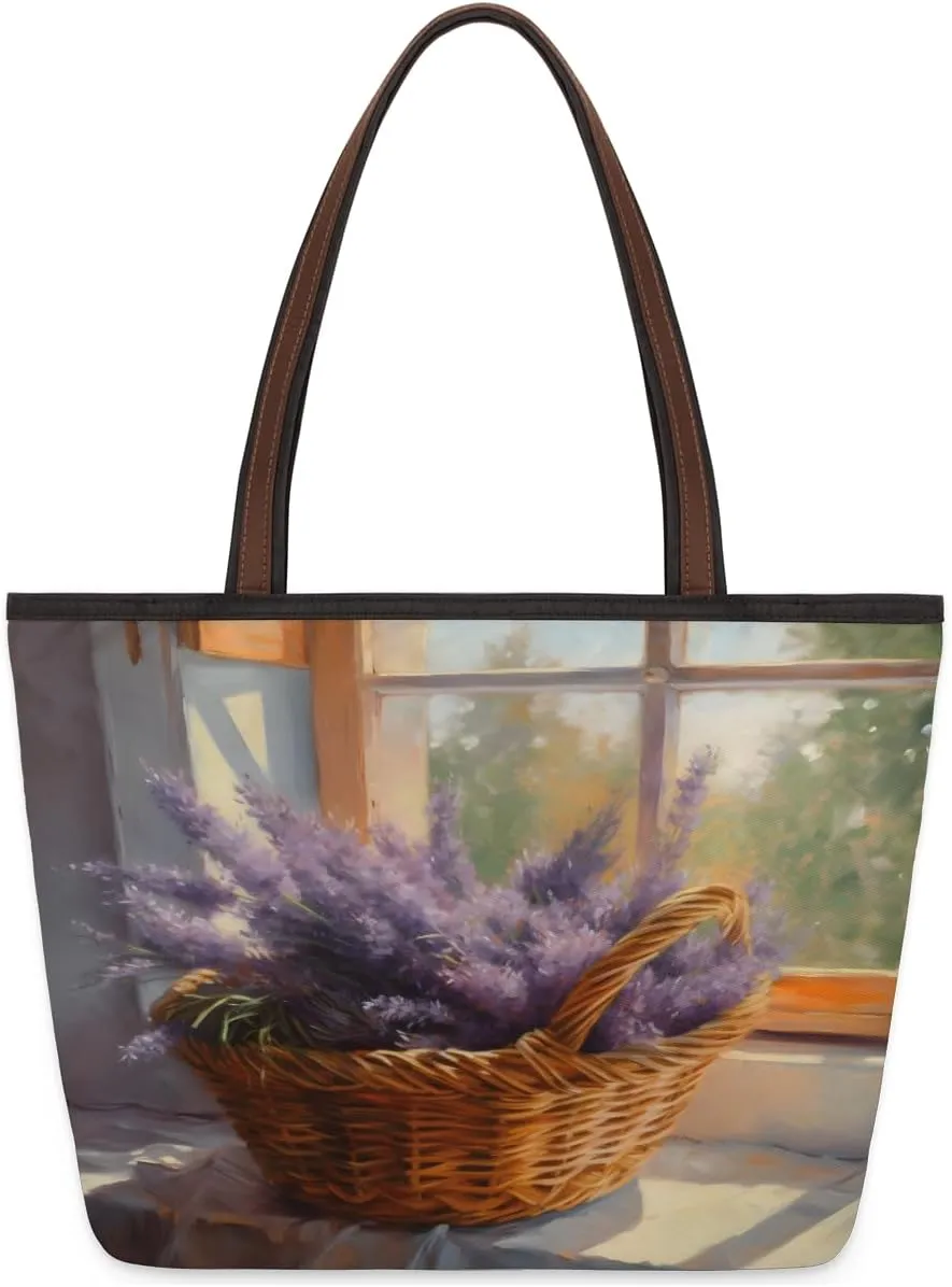Tote Bag for Women with Zipper Large Capacity Top Handle Casual Shoulder Bag Handbag Reusable Shopping