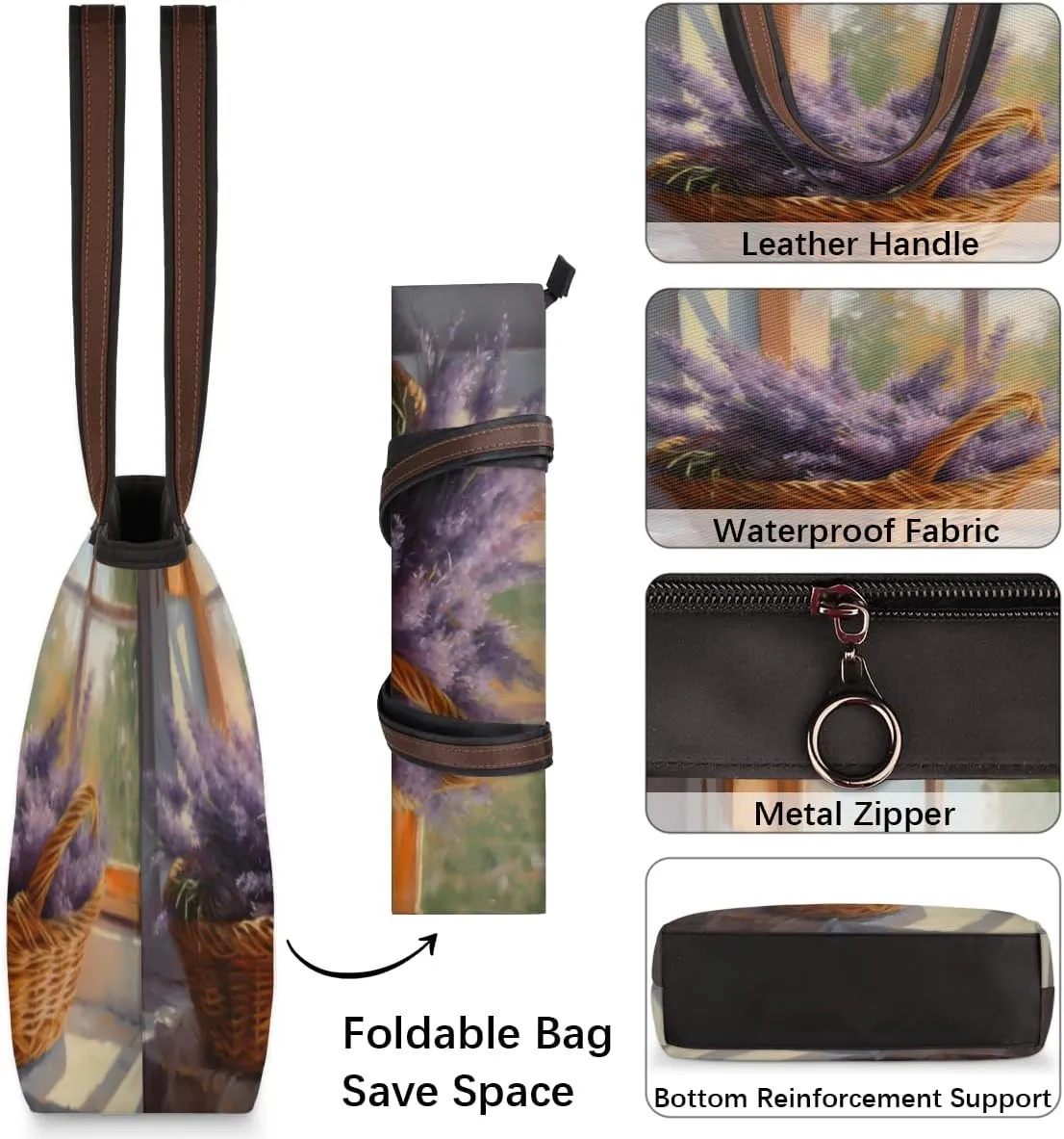 Tote Bag for Women with Zipper Large Capacity Top Handle Casual Shoulder Bag Handbag Reusable Shopping