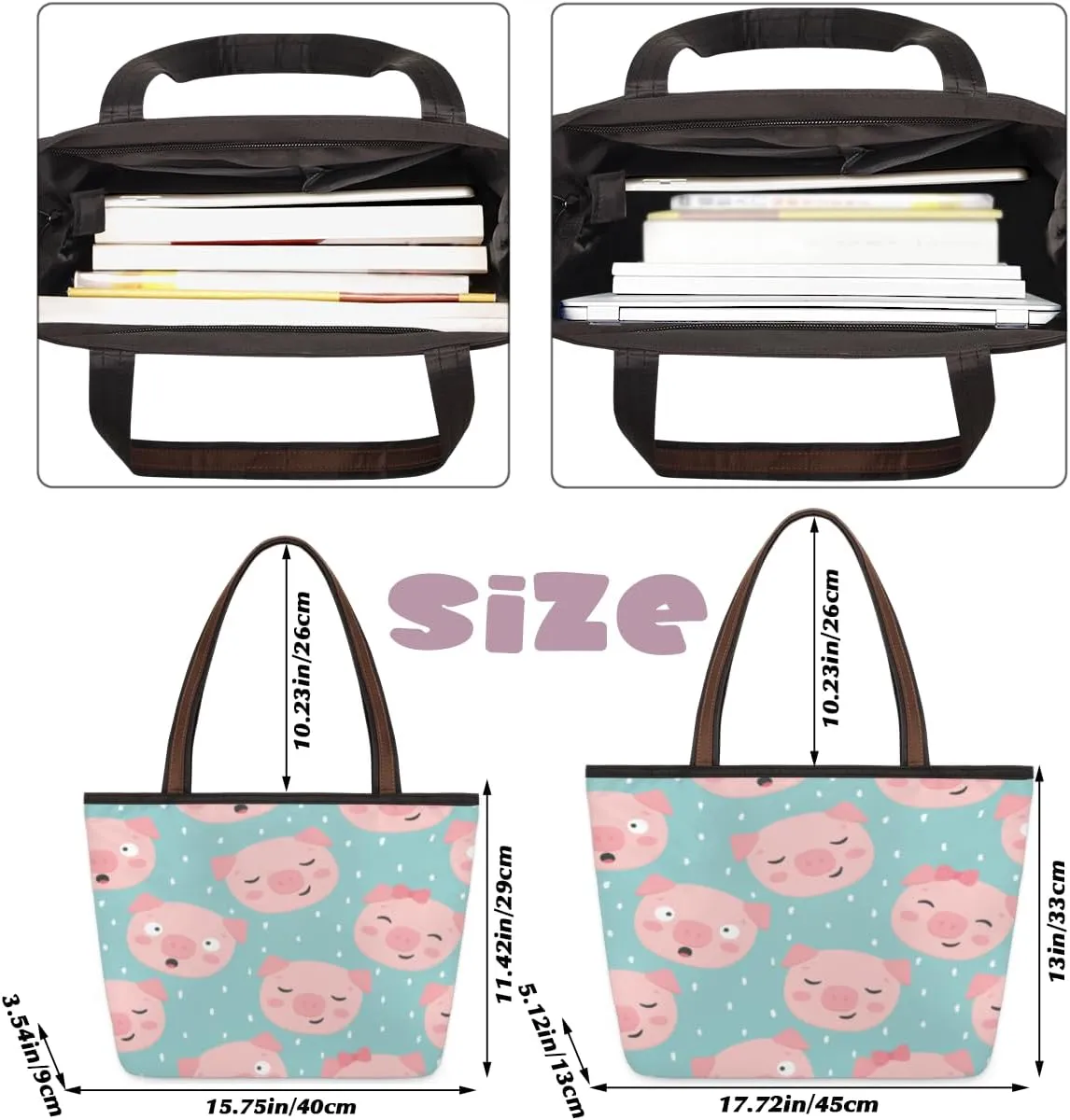 Tote Bag for Women with Zipper Large Capacity Top Handle Casual Shoulder Bag Handbag Reusable Shopping