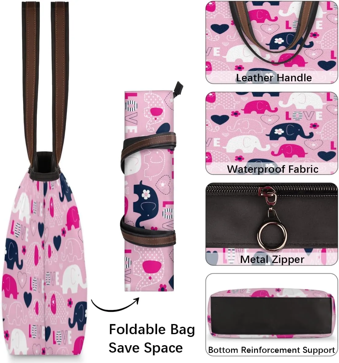 Tote Bag for Women with Zipper Large Capacity Top Handle Casual Shoulder Bag Handbag Reusable Shopping