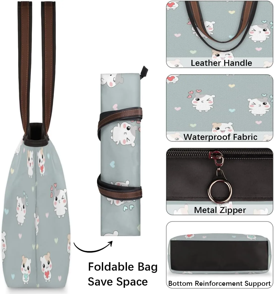 Tote Bag for Women with Zipper Large Capacity Top Handle Casual Shoulder Bag Handbag Reusable Shopping