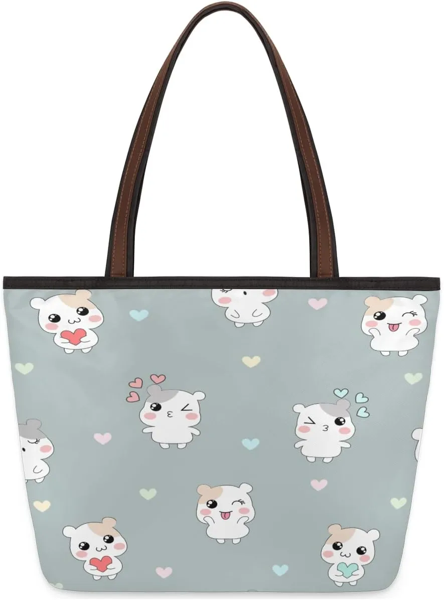 Tote Bag for Women with Zipper Large Capacity Top Handle Casual Shoulder Bag Handbag Reusable Shopping