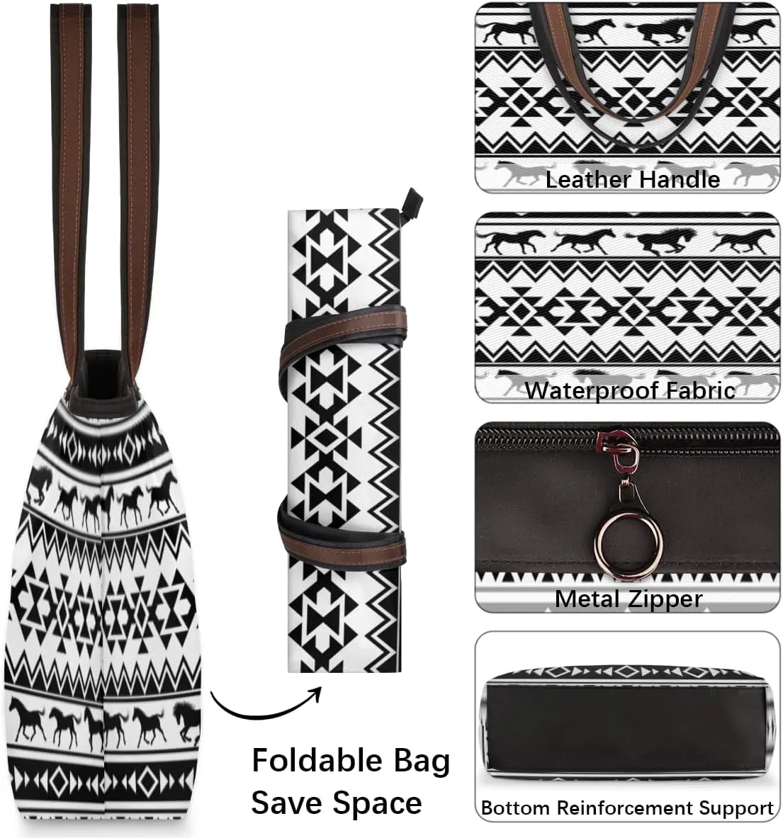 Tote Bag for Women with Zipper Large Capacity Top Handle Casual Shoulder Bag Handbag Reusable Shopping