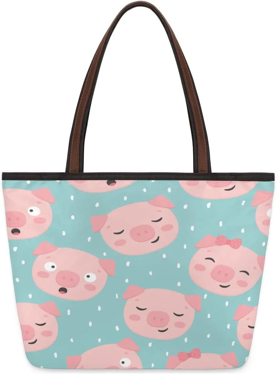 Tote Bag for Women with Zipper Large Capacity Top Handle Casual Shoulder Bag Handbag Reusable Shopping