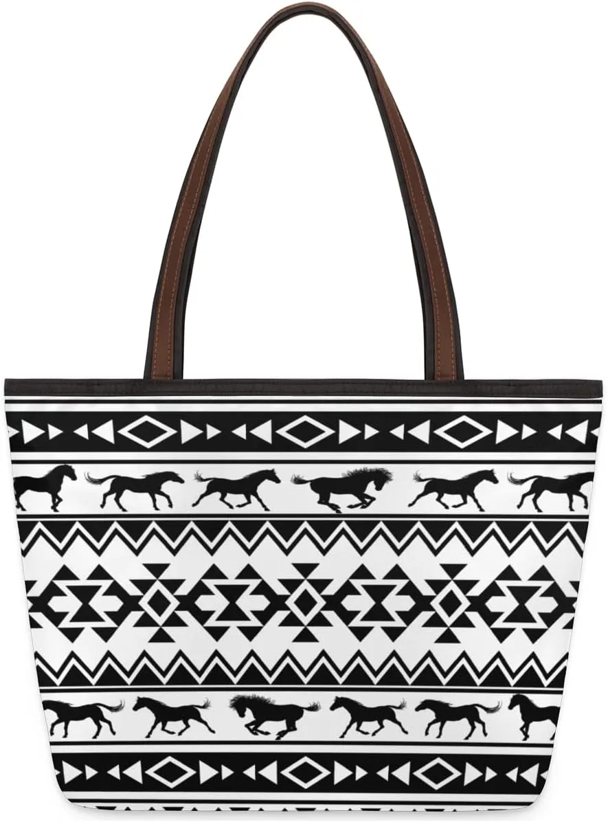 Tote Bag for Women with Zipper Large Capacity Top Handle Casual Shoulder Bag Handbag Reusable Shopping