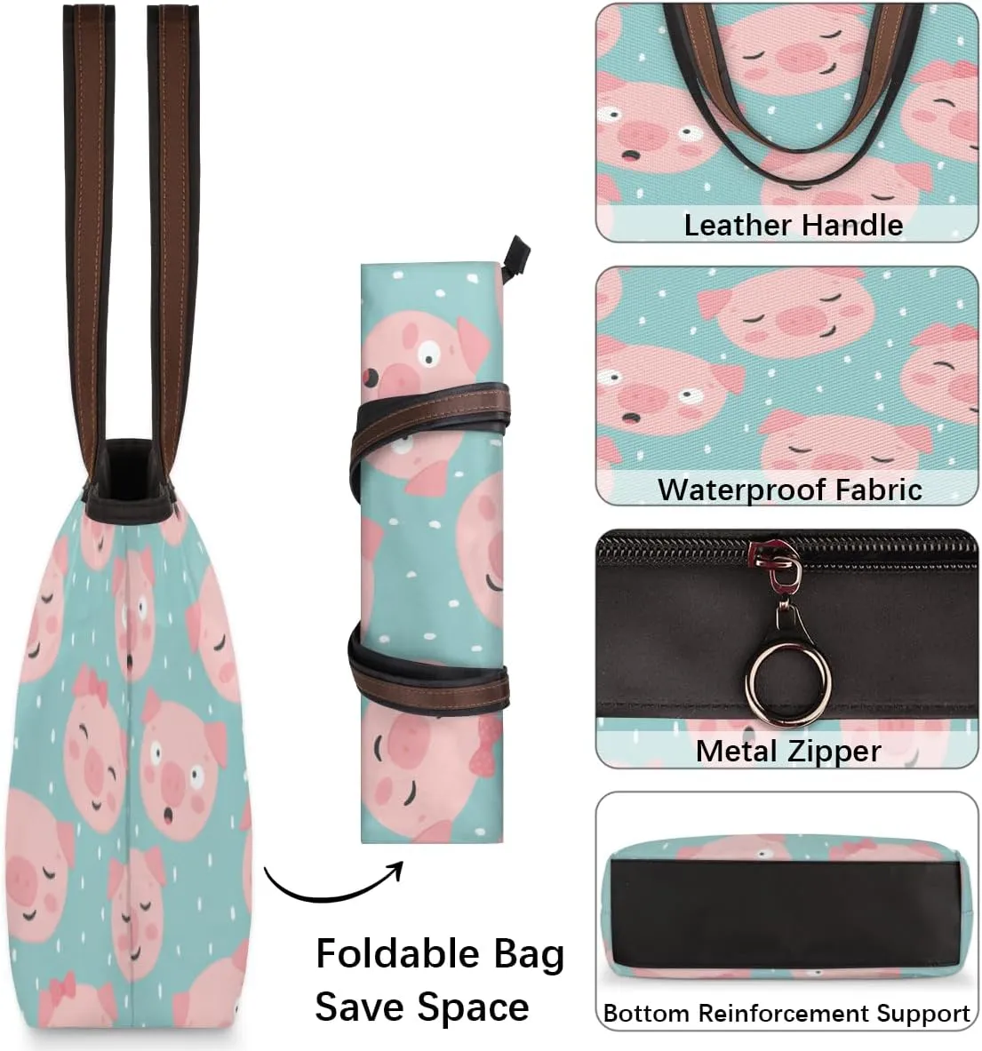 Tote Bag for Women with Zipper Large Capacity Top Handle Casual Shoulder Bag Handbag Reusable Shopping