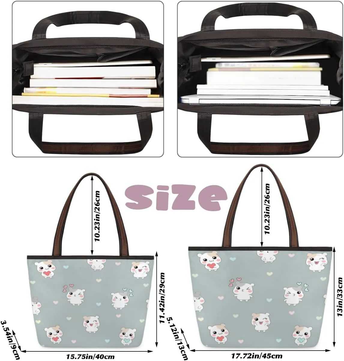 Tote Bag for Women with Zipper Large Capacity Top Handle Casual Shoulder Bag Handbag Reusable Shopping