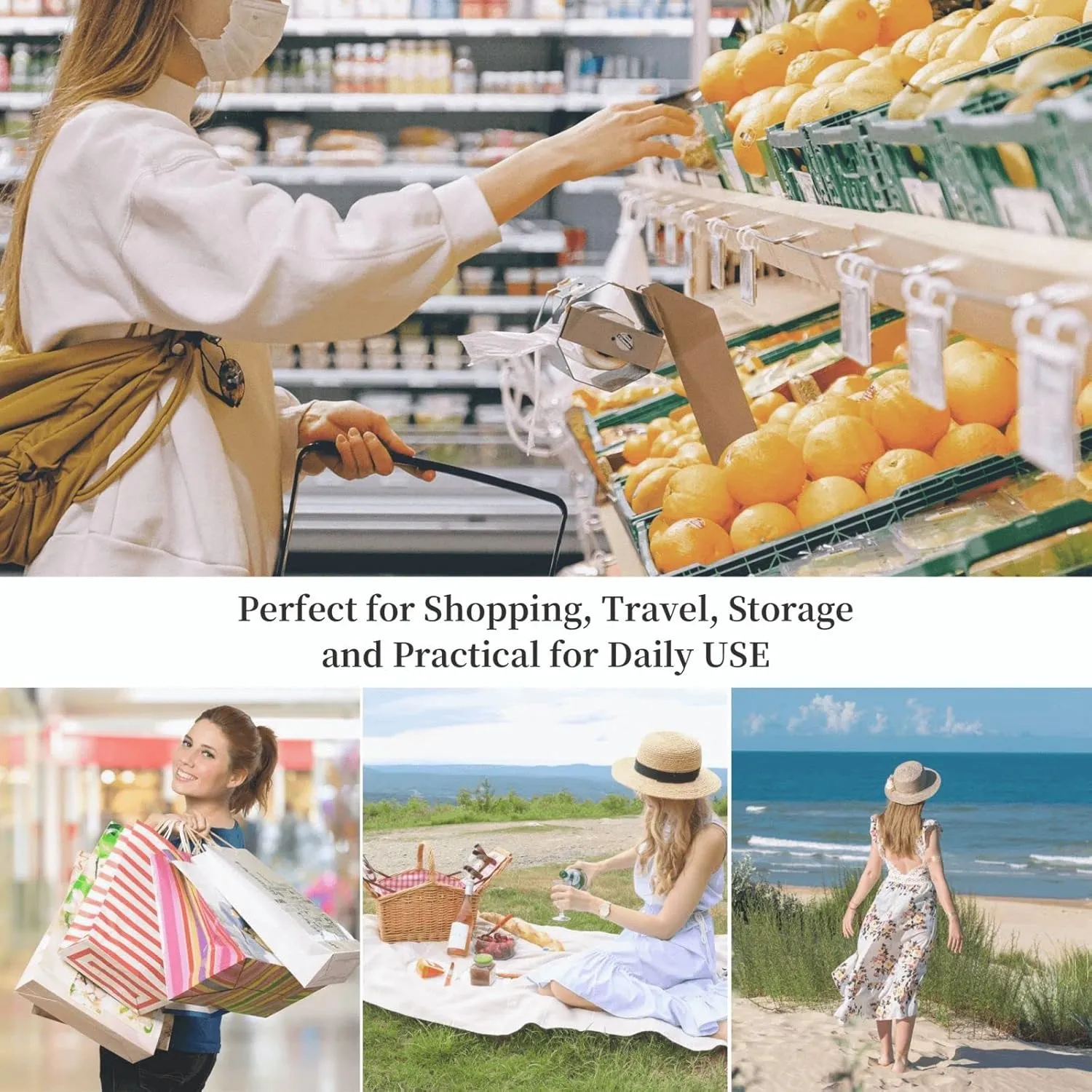Tote Bag Large Capacity Grocery Bag With Zipper Beer Shopping Bag Shoulder Bag for Women