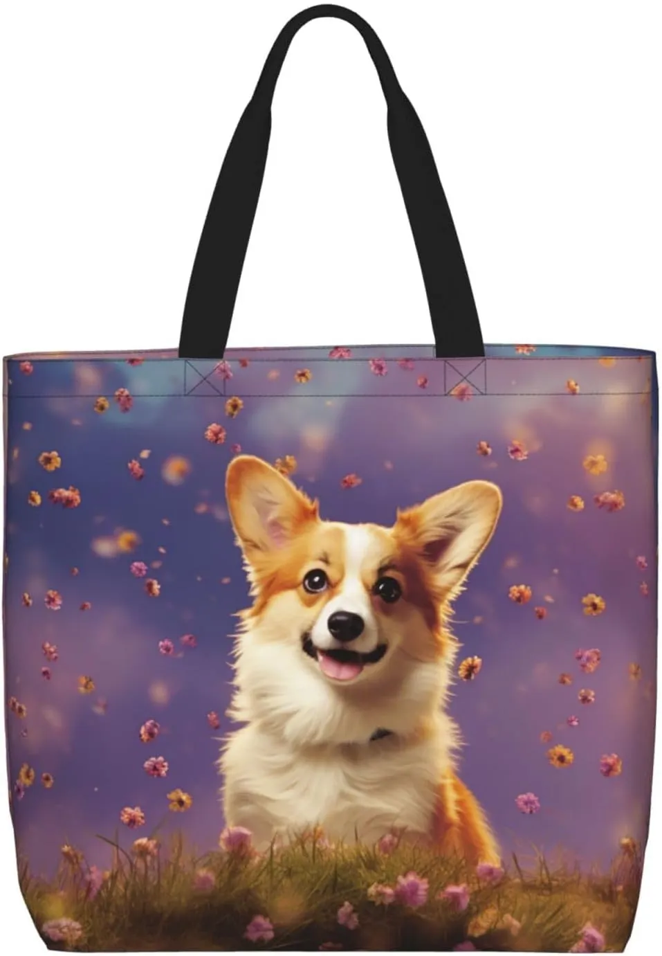 Tote Bag Large Capacity Grocery Bag With Zipper Cute Bunnys Shopping Bag Shoulder Bag for Women
