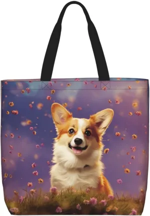 Tote Bag Large Capacity Grocery Bag With Zipper Cute Bunnys Shopping Bag Shoulder Bag for Women