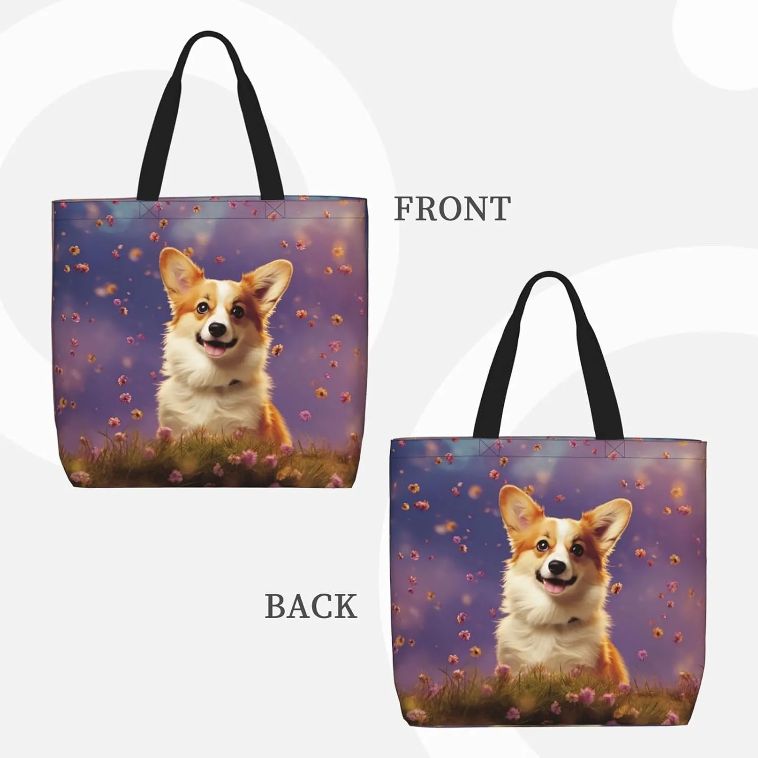 Tote Bag Large Capacity Grocery Bag With Zipper Cute Bunnys Shopping Bag Shoulder Bag for Women