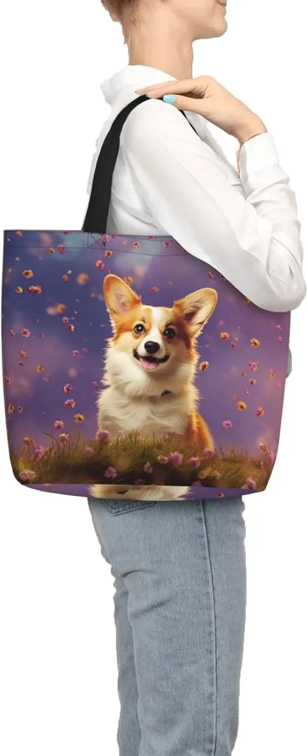 Tote Bag Large Capacity Grocery Bag With Zipper Cute Bunnys Shopping Bag Shoulder Bag for Women