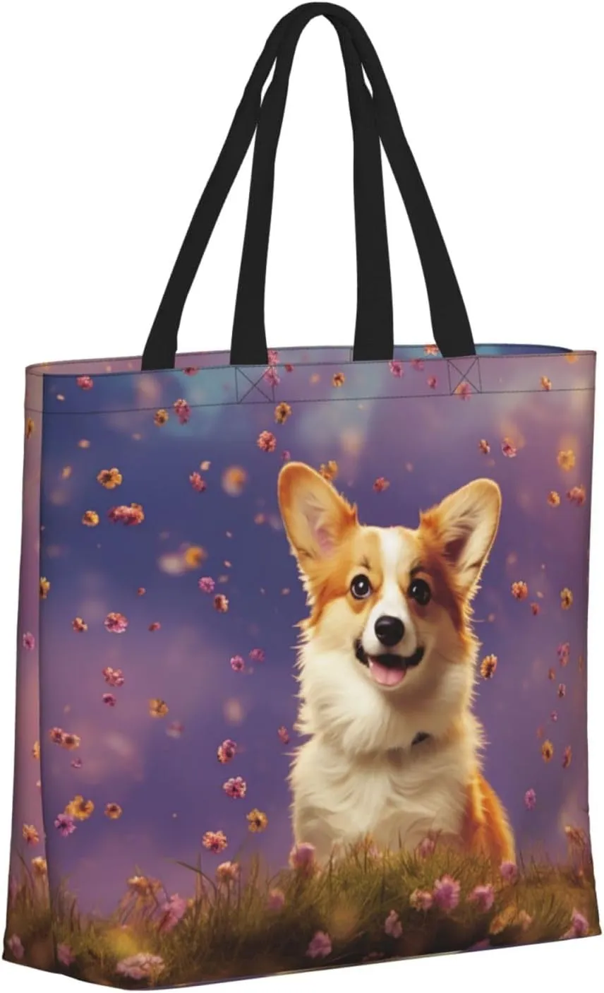 Tote Bag Large Capacity Grocery Bag With Zipper Cute Bunnys Shopping Bag Shoulder Bag for Women