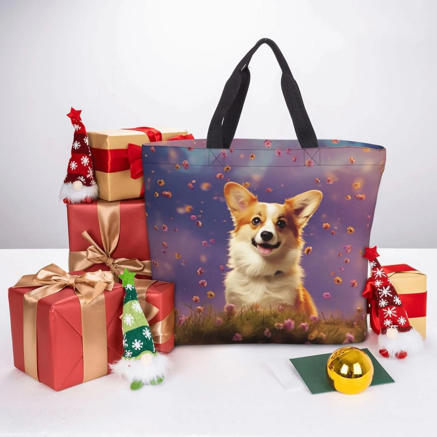 Tote Bag Large Capacity Grocery Bag With Zipper Cute Bunnys Shopping Bag Shoulder Bag for Women