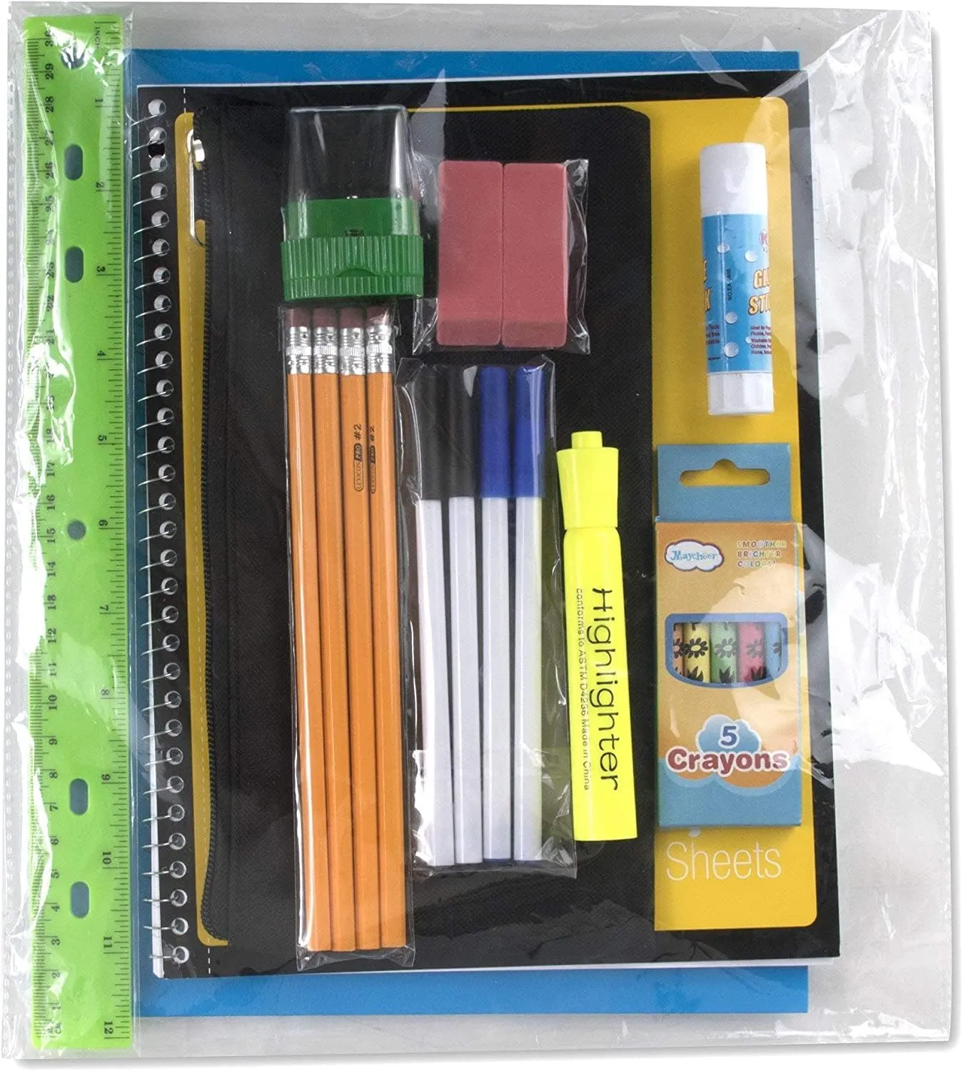 Trail maker Backpack with School Supplies for Kids - 20 Piece Back to School Supplies with 17" Backpack (Black)
