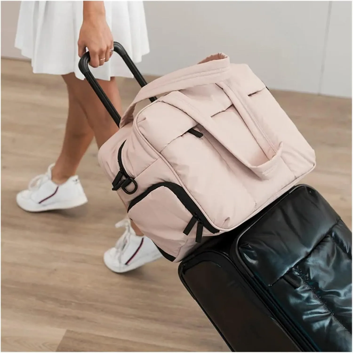 Travel Duffel Bag Down Duffel Bag Large Capacity Women Shoulder Bags Multifunctional Large Capacity Dry Wet Separation Hand Bag(Black)
