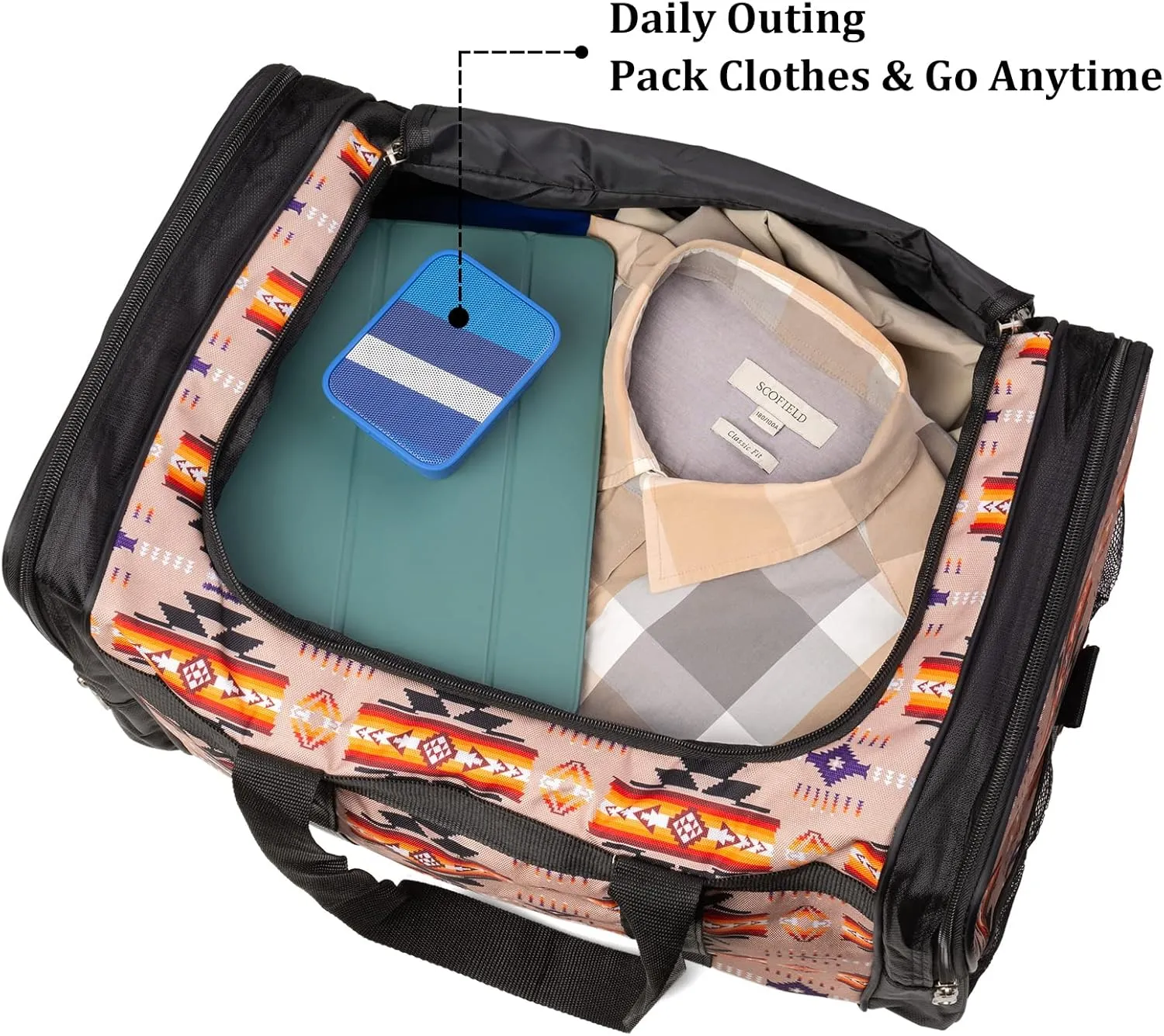Travel Duffel Bag for Women Men, Lightweight Carry On Duffle Bag with Pocket and Adjustable Strap for Camping Travel Gear Gym