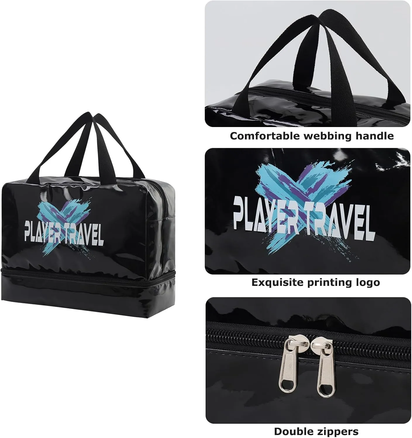 Travel Duffel Bag,Waterproof Beach Bag,Gym Bags for Women and Men,Sport Duffles,Weekender Overnight Bag,Swimming Bag with Shoes Compartment
