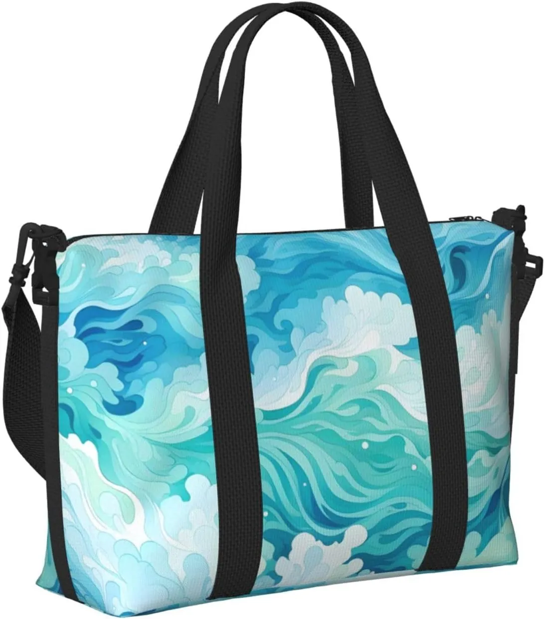 Travel Duffle Bag Sea Teal Wave Weekender Overnight Bags Luggage Bag for Women Men Waterproof Sports Gym Bag Hand Bag with Shoulder Strap