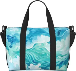 Travel Duffle Bag Sea Teal Wave Weekender Overnight Bags Luggage Bag for Women Men Waterproof Sports Gym Bag Hand Bag with Shoulder Strap