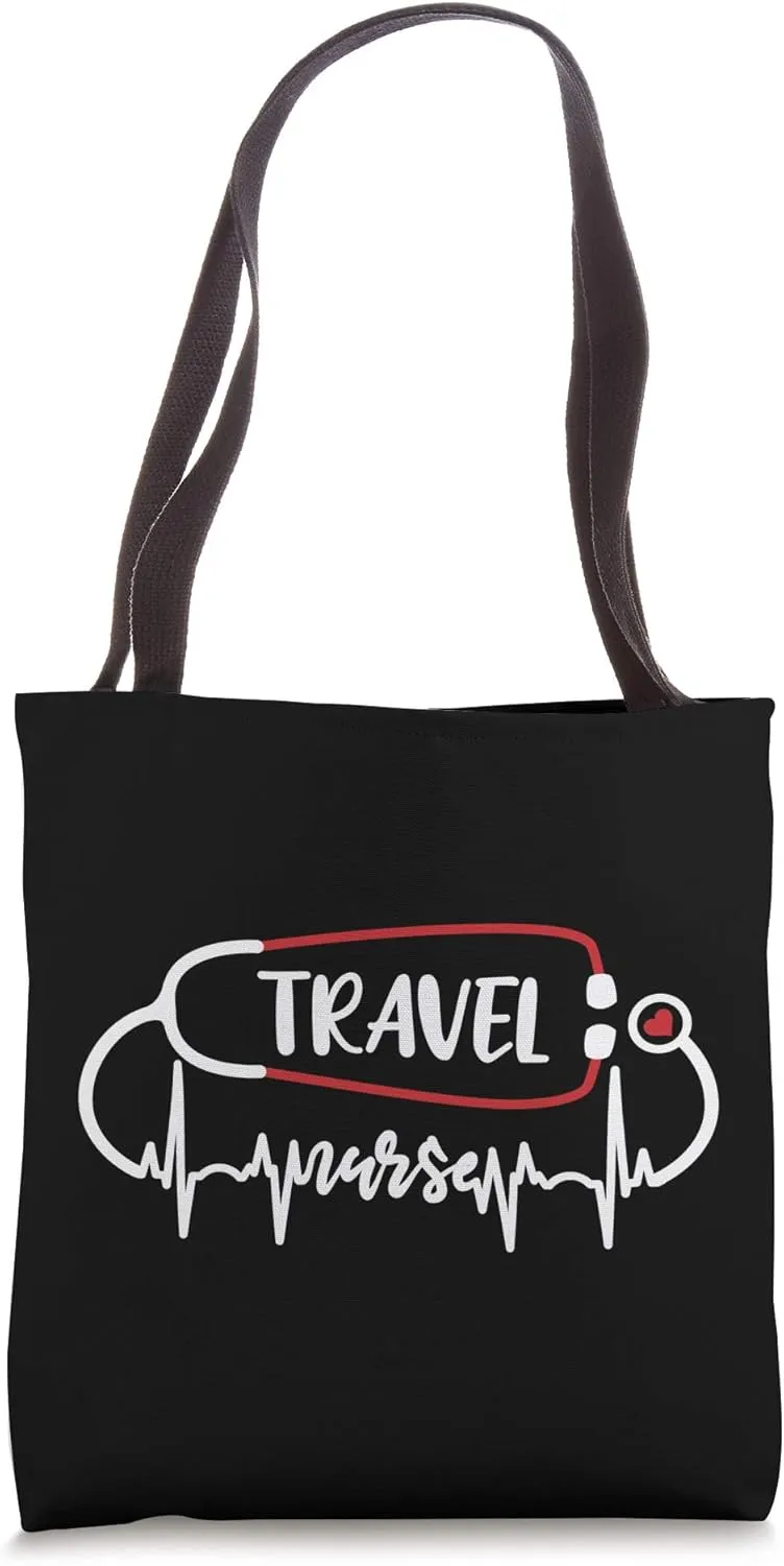 Travel Nurse Heartbeat Heart Stethoscope Nursing Tote Bag