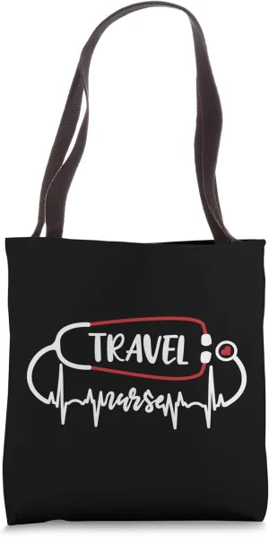 Travel Nurse Heartbeat Heart Stethoscope Nursing Tote Bag