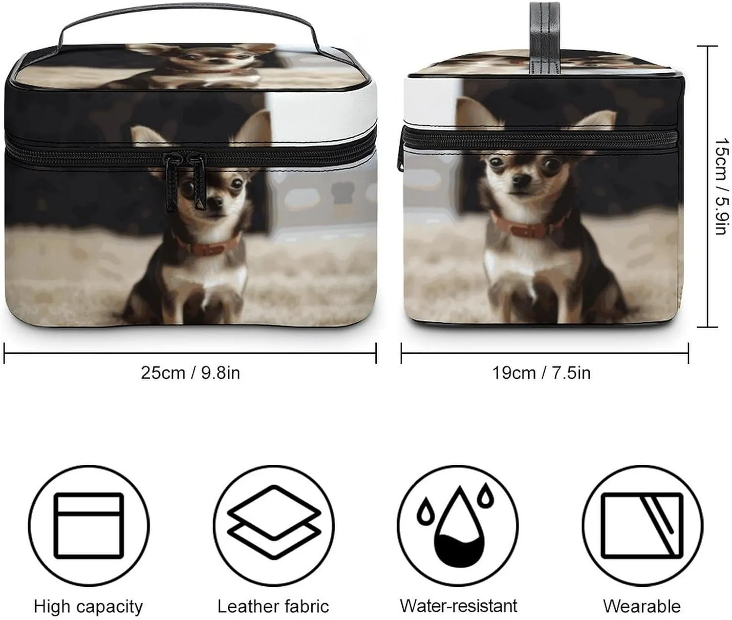 Travel Toiletry Bag for Women And Men,Cute Chihuahua Toiletry Organizer, Makeup Bag Travel Organizer for Shampoo,Toiletries