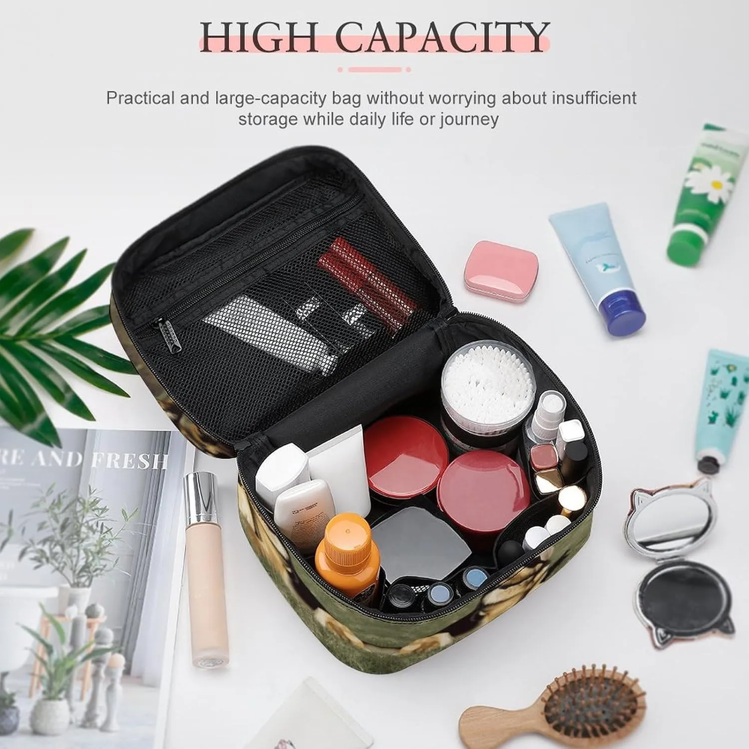 Travel Toiletry Bag for Women And Men,German Shepherd Dog Toiletry Organizer, Makeup Bag Travel Organizer for Shampoo,Toiletries