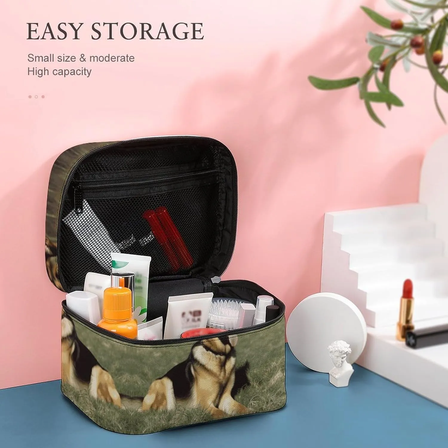 Travel Toiletry Bag for Women And Men,German Shepherd Dog Toiletry Organizer, Makeup Bag Travel Organizer for Shampoo,Toiletries