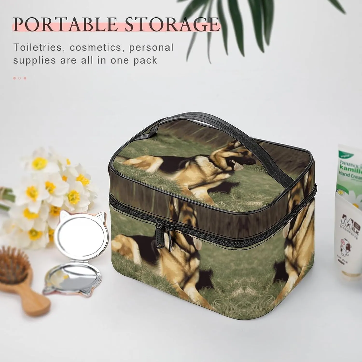 Travel Toiletry Bag for Women And Men,German Shepherd Dog Toiletry Organizer, Makeup Bag Travel Organizer for Shampoo,Toiletries