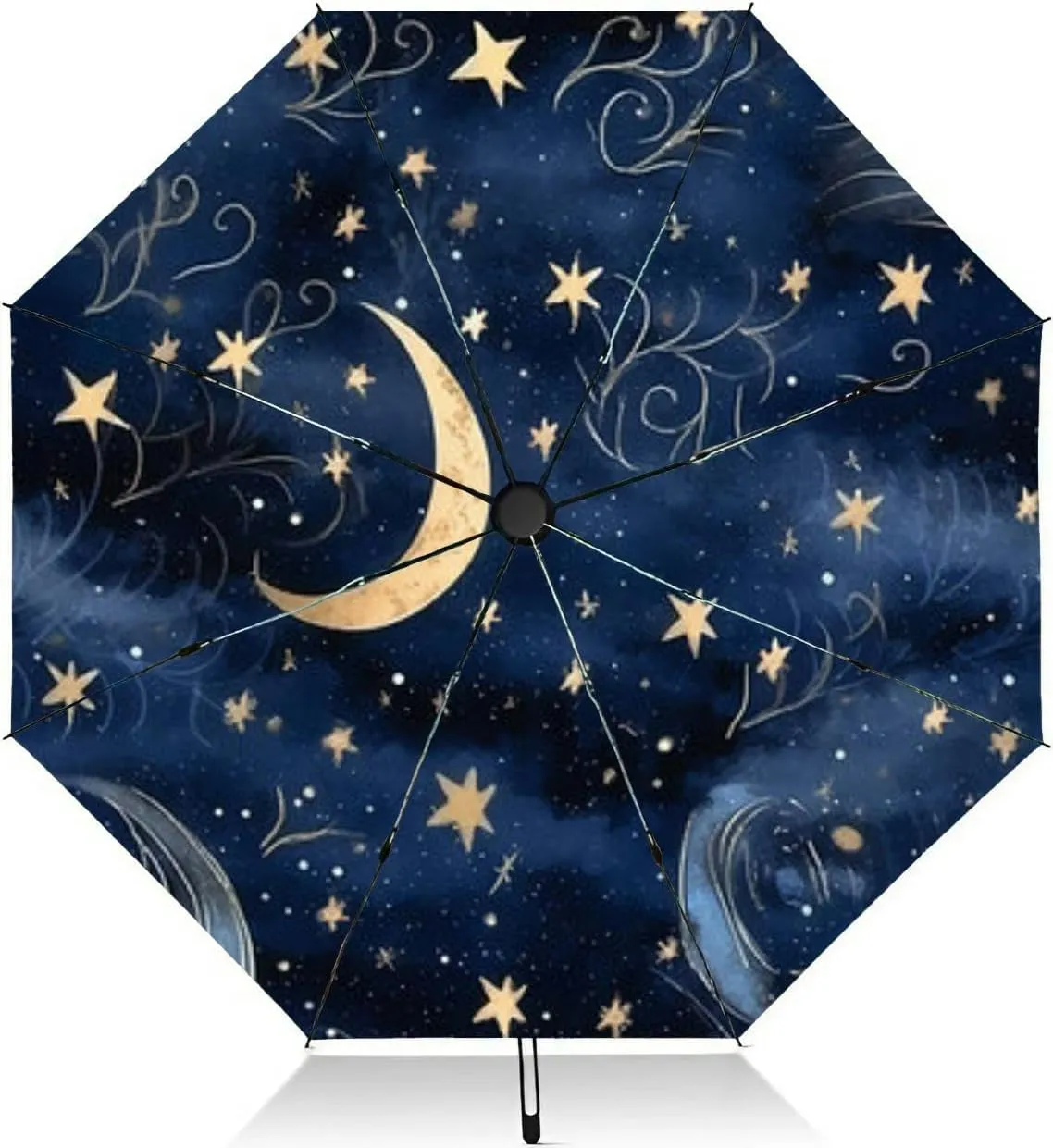 Travel Umbrella for Rain Windproof Cloisonne and evening sky inspired tile Automatic Cute Portable Compact Umbrella for Women Purse Backpack Car Black Sun UV Protection