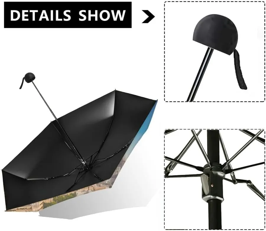 Travel Umbrella for Rain Windproof Evening view Dablam Automatic Cute Portable Compact Umbrella for Women Purse Backpack Car Black Sun UV Protection