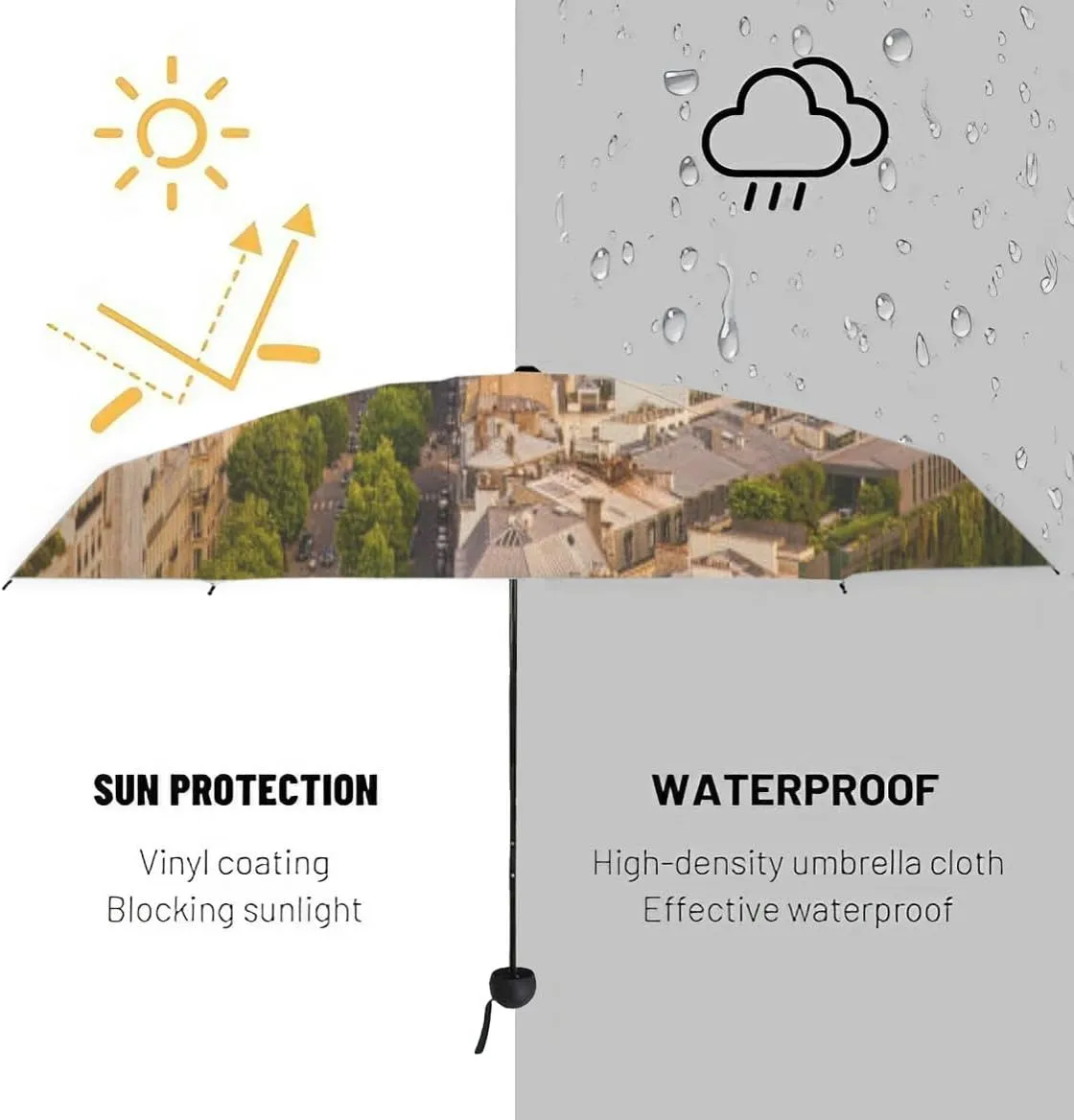 Travel Umbrella for Rain Windproof Evening view Dablam Automatic Cute Portable Compact Umbrella for Women Purse Backpack Car Black Sun UV Protection