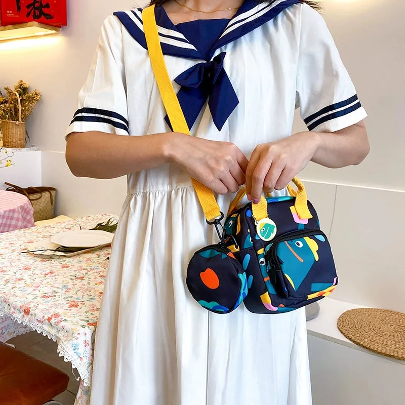 Trendy Contrast Canvas Crossbody Bag