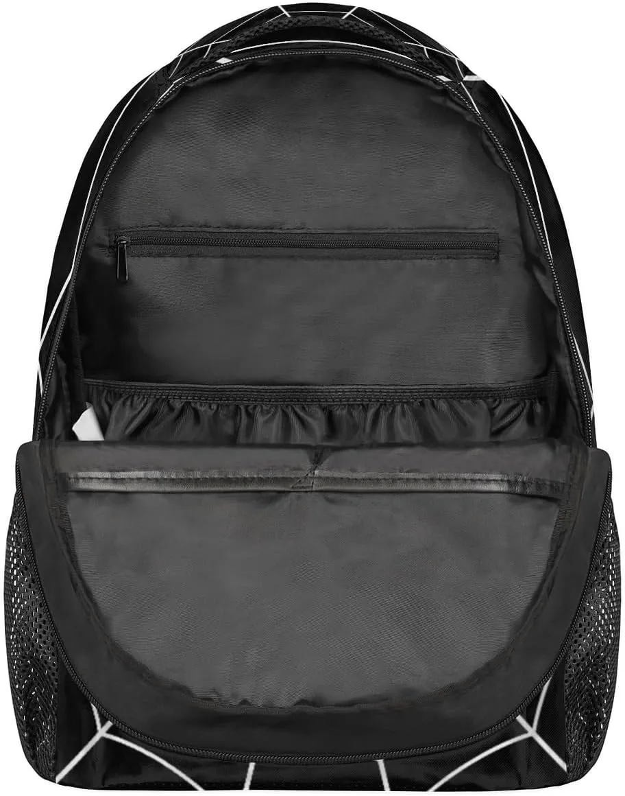 TropicalLife Black Spider Web Backpack for School, School Bag for Girls Boys, Lightweight Travel Bookbag Casual College Daypack for Women Men