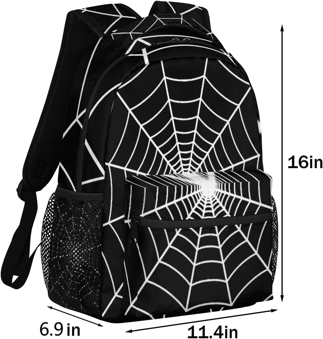 TropicalLife Black Spider Web Backpack for School, School Bag for Girls Boys, Lightweight Travel Bookbag Casual College Daypack for Women Men