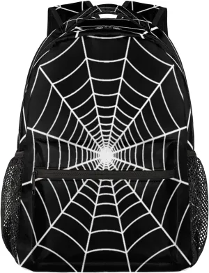 TropicalLife Black Spider Web Backpack for School, School Bag for Girls Boys, Lightweight Travel Bookbag Casual College Daypack for Women Men