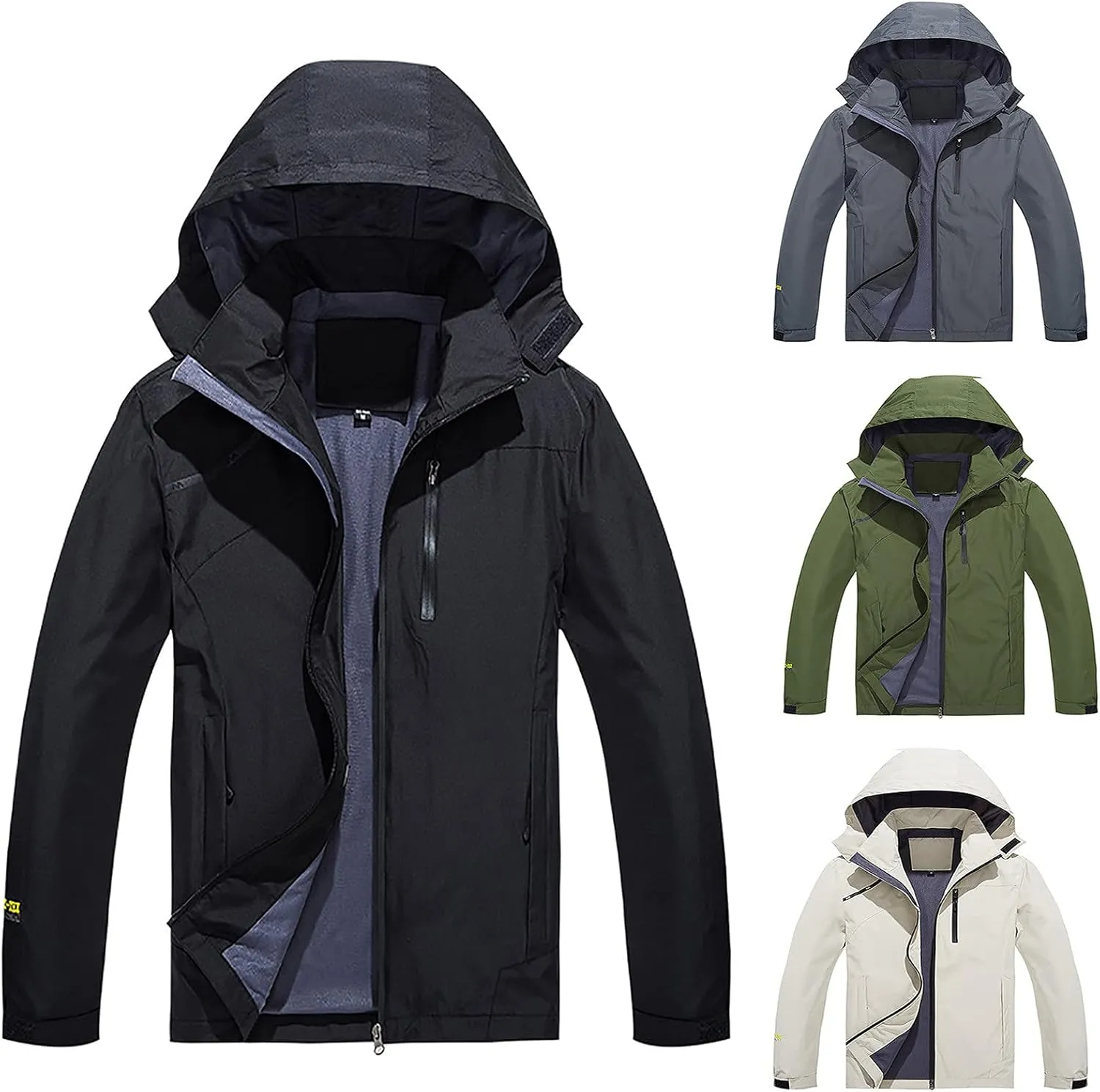 tuduoms Mens Lightweight Rain Jacket Waterproof Breathable Raincoat Windbreaker Hooded Shell Jacket Outwear for Hiking Travel