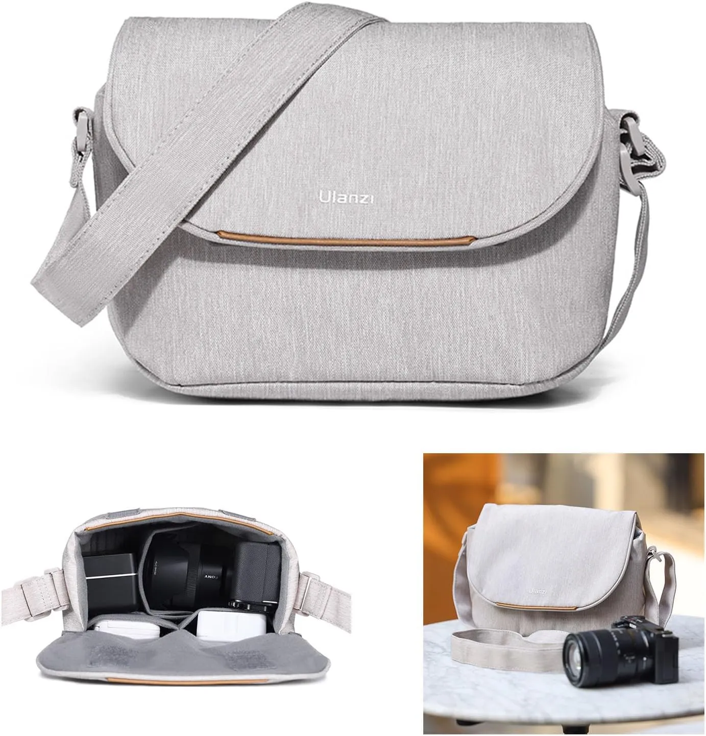 ULANZI Camera Bag, SLR/DSLR Camera Case Professional, Crossbody Photography Small Bag Fashion, Shoulder Bag for Women and Men Compatible for Sony Canon Nikon Mirrorless Camera Lightweight