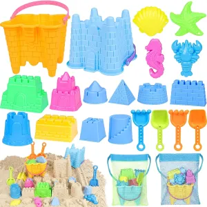 Ultimate Beach Adventure Kit for Kids - Travel-Friendly Sand Toys Set with 2 Buckets, 2 Mesh Bags, 4 Shovels & Molds | Perfect Gift for Boys & Girls Ages 3-10