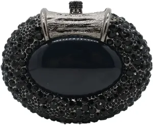 UMREN Women Crystal Oval Shell Evening Purse Bags Luxury Rhinestone Clutch Unique Gems Handbag Bridal Wedding Shoulder Bag
