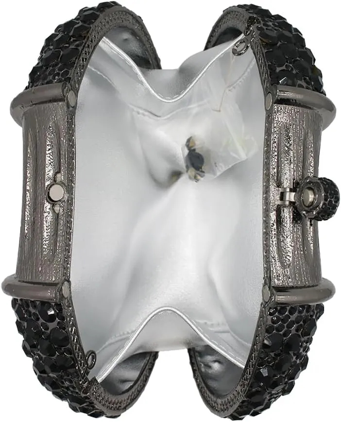 UMREN Women Crystal Oval Shell Evening Purse Bags Luxury Rhinestone Clutch Unique Gems Handbag Bridal Wedding Shoulder Bag