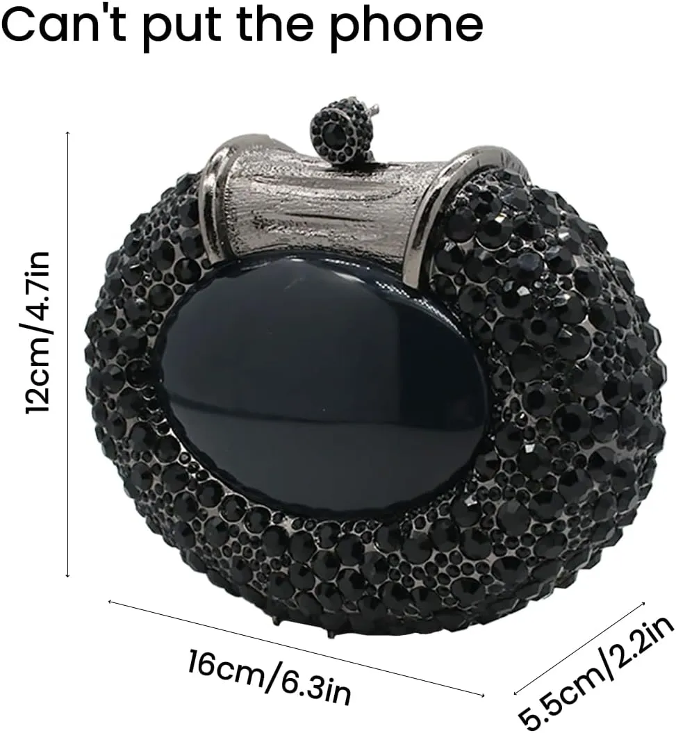 UMREN Women Crystal Oval Shell Evening Purse Bags Luxury Rhinestone Clutch Unique Gems Handbag Bridal Wedding Shoulder Bag