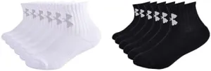 Under Armour Boys Multi Pack Quarter Socks 2-4T US, White & Black