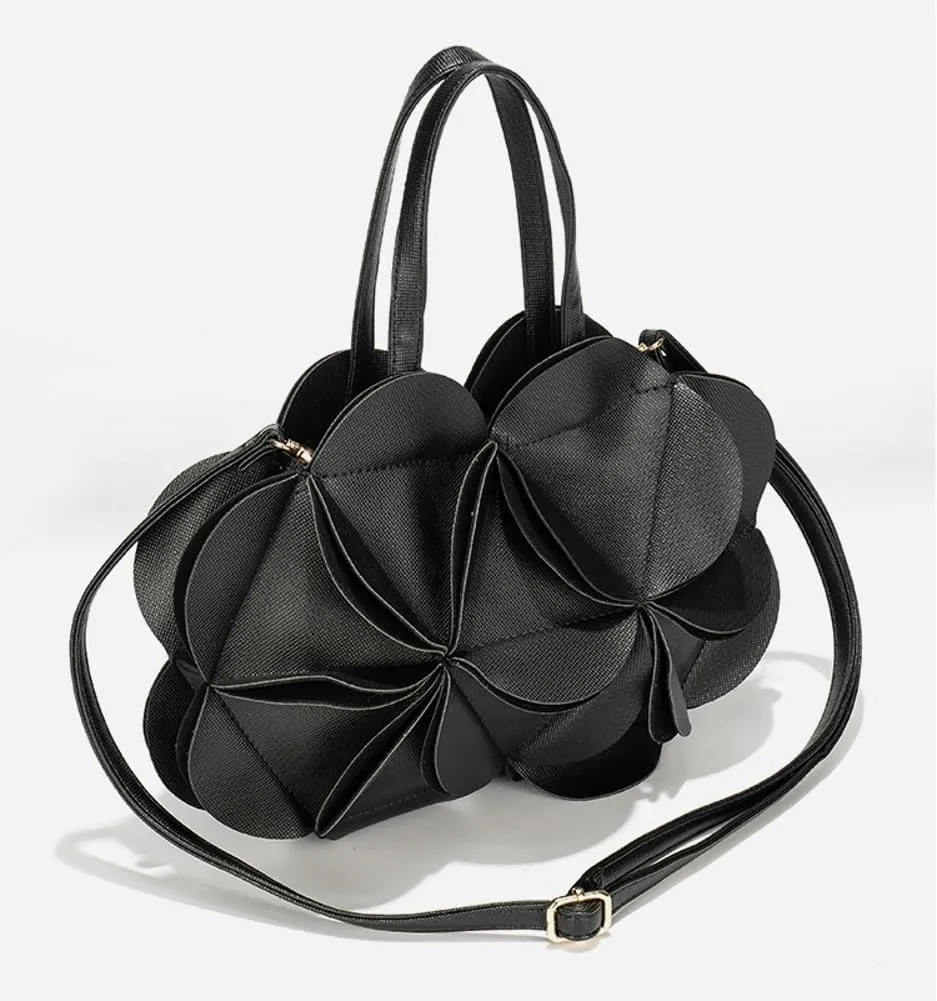 Unique Adorable Flower-Shaped Single-Shoulder & Crossbody Bag Innovative Creased Handbag Women Chic Stylish Evening Accessory
