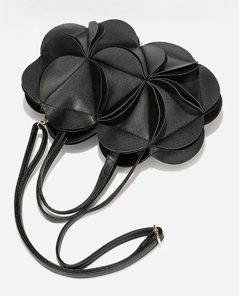 Unique Adorable Flower-Shaped Single-Shoulder & Crossbody Bag Innovative Creased Handbag Women Chic Stylish Evening Accessory
